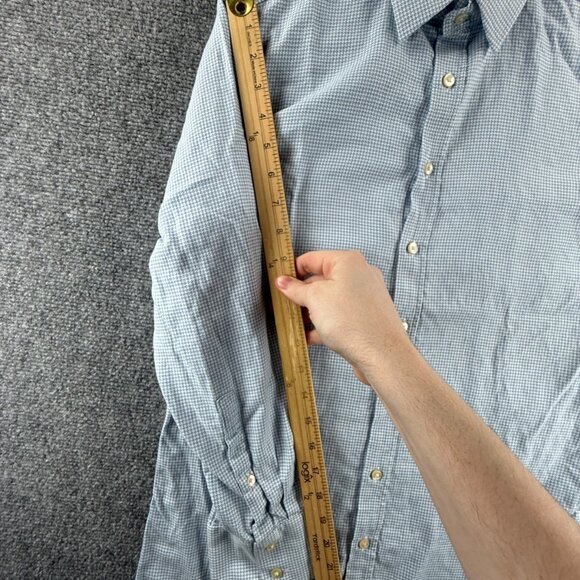 Thomas Pink Super Slim 14.5 Check Cotton Blue Shirt Long Sleeve Mens Button Up - Picture 10 of 16